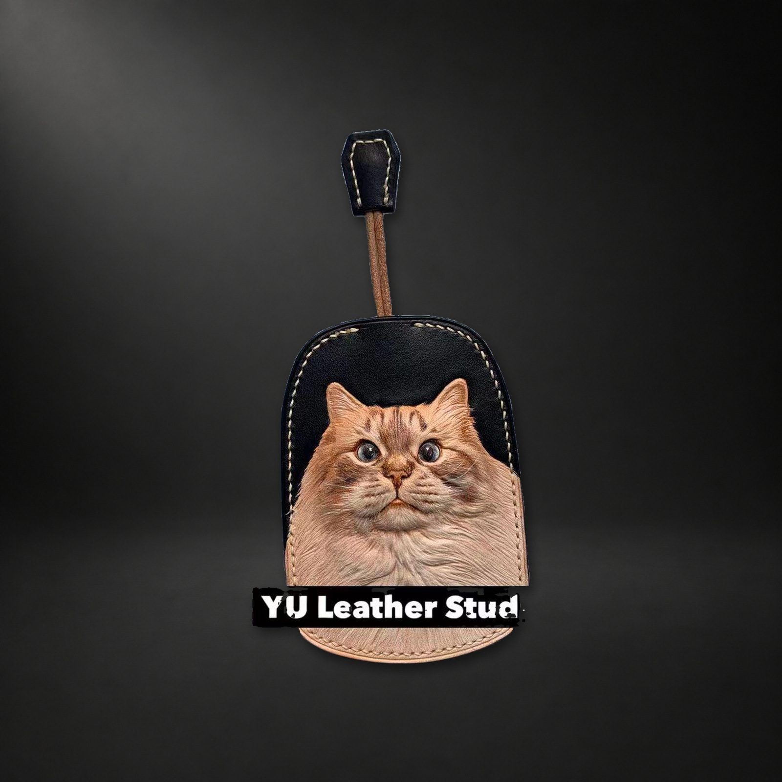 黑色猫咪皮雕车钥匙包第2张图片